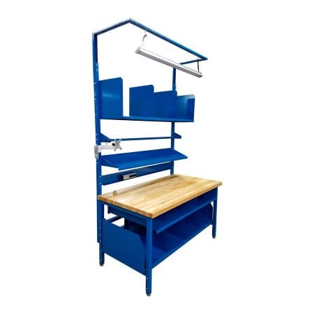 Built Rite Br Built-Rite Complete Packing Workbench W/Power Apron, Maple Butcher Block Square Edge, 60"W x 30"D PB3053197-BL